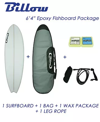 NEW Billow 6'4  Epoxy Fish Surfboard Package With 5xFCS Fins • $9999