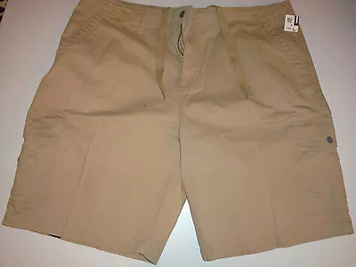 JF J. Ferrar CARGO SHORTS Drawstrings Inside Waist KHAKI 48 NEW  • $35.99