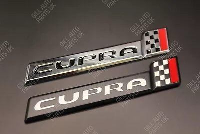 3D Chrome/Black Cupra Chequered Flag Badge Emblem For Seat • £11.29