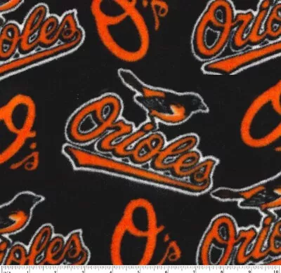 MLB Baltimore Orioles Cotton Fabric Base Ball Team 58  Length By The 1/4 Yard • $3