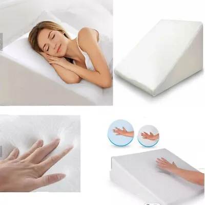 £13.99 • Buy Memory Foam Wedge Bed Pillow Back Support Breathable Hypo Allergenic Acid Reflux