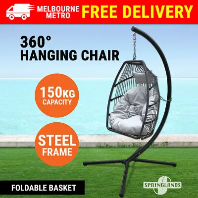 Egg Swing Chair Hanging W/ Stand Lounge Outdoor Furniture Hanging Seat Canopy • $219