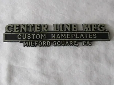 Vintage Center Line MFG Emblem Milford Square Pa. Black Chrome Plastic Nameplate • $9.95