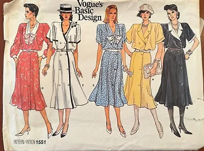 Vtg Vogue Basic Design Sewing Pattern 1551 Misses Sz 8 10 12 Dress 4 Style UNCUT • $6.50