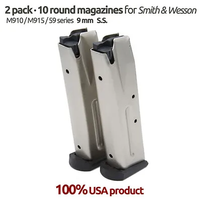 2 Magazines For Smith & Wesson 59915910 Marlin Camp 9 9 MM 10 Rounds S.S • $30