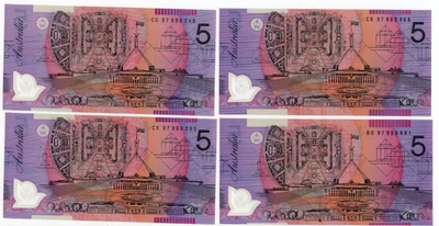 $249.99 • Buy 4 X Australia Banknote Test Note 1997 $5 B097  Cr97 Cu97 Cx97  Queen Elizabeth 2