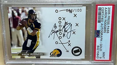 Aaron Rodgers * Psa 9 * On-card Auto /100 Gold * 2005 Press Pass Certified Cal • $788.88