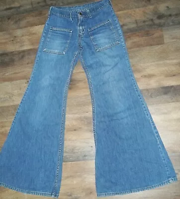 Vintage 1970 Wrangler  Bell Bottom Jeans Flared Blue Jeans Size 5Jr • $247.77