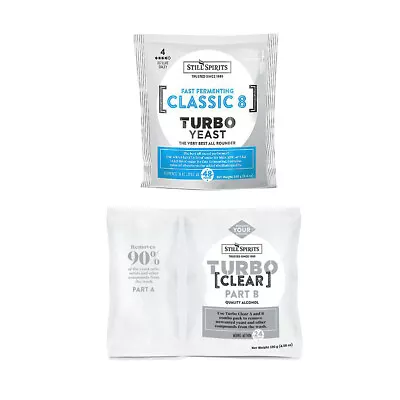Still Spirits Turbo Classic 8 240g Yeast With Turbo Clear A&B Home Brew Making • $20.99