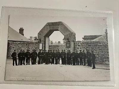 Real Photo Rp Postcard Of A Group Of Prison Officers Outside Dartmoor Prison. • £4