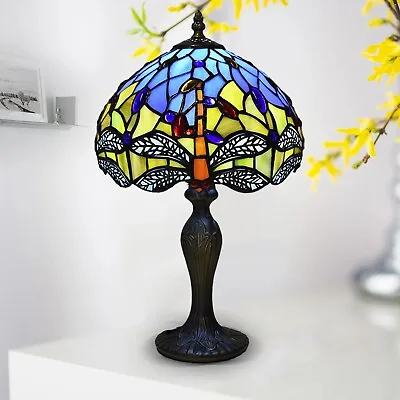 £70 • Buy Tiffany Dragonfly Style 10 Inch Table Lamp Stained Glass Handcrafted Multicolor