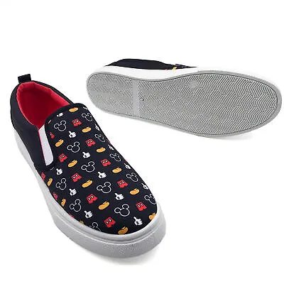 Mickey Mouse Thumbs Up Print Slip-On Shoes Black • $34.98