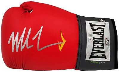 Mike Tyson Autographed Red Everlast Boxing Glove Lh In Silver Beckett 202299 • $129