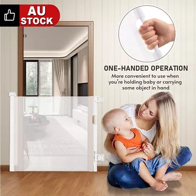 Retractable Safety Gate Guard Children Baby Pet Dog Stair Doorways Door 140CM • $46.85