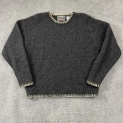 Vintage Eastern Mountain Sports Sweater Women’s L Gray 100% Wool Knit Crewneck • $26.36