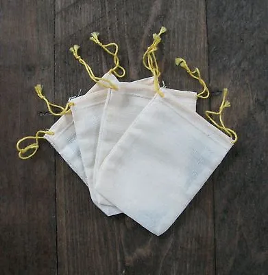 25(2.75x4) Muslin YELLOW Double Drawstring Bags • $11