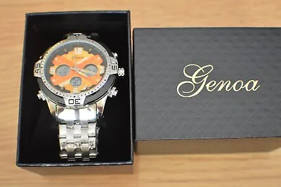 Genoa Japanese Movement Yellow Dial Multifunction Watch W/ Stainless Steel Strap • $34.94