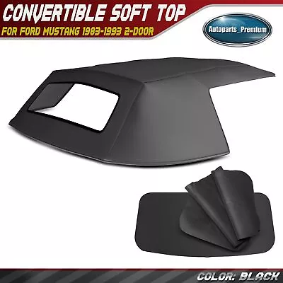 Black Convertible Soft Top W/ Clear Plastic Window For Ford Mustang 1983-1993 • $199.99