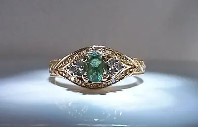 Generations 1912 14K YG Alexandrite And Diamond Milgrain Ring Size 8 • $565