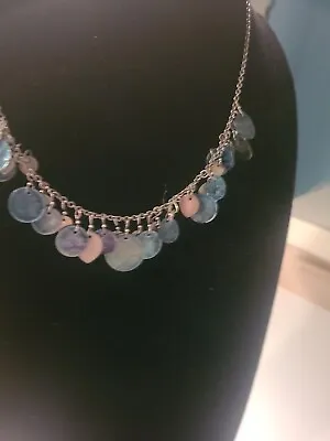 Cookie Lee Necklace Shells Silvertone Blue NWT Signed  • $6.99