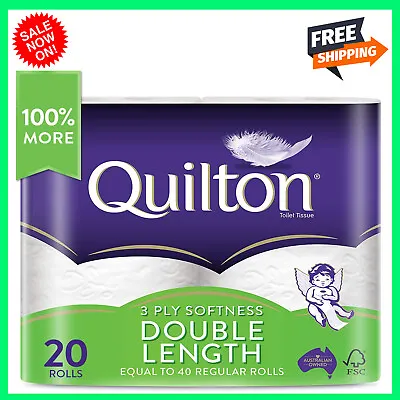 $32.75 • Buy Toilet Paper 20 Rolls Deluxe Quilton 3 Ply Double Length Large Roll Tissue Bulk 
