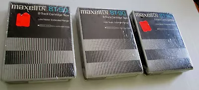 Lot Of 3 MAXELL LN 8T-90 Vtg SEALED BLANK 8-TRACK TAPES Hi-Fi Stereo Low Noise • $35.95