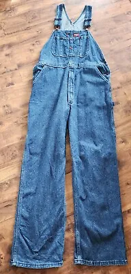 $22.50 • Buy DICKIES Blue Denim OVERALLS Bib Overall Jeans Farmer Shop BIKER Carpenter 36x 32
