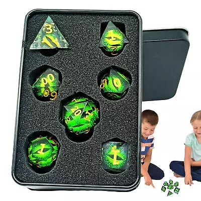 7pcs/Set Playing Polyhedral Dice For Dungeons & Dragons DND RPG MTG Game Green • $44.77