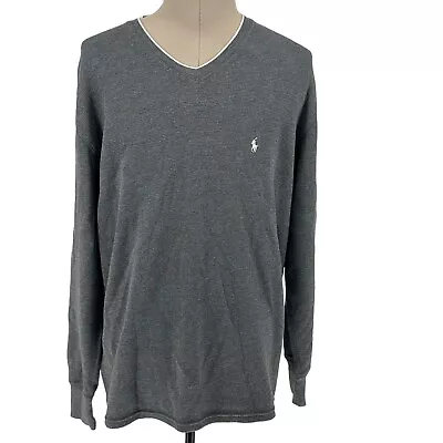 Polo Ralph Lauren Sweater XL Gray Waffle Knit Thermal Pullover V-Neck Men's 2X7 • $19.99