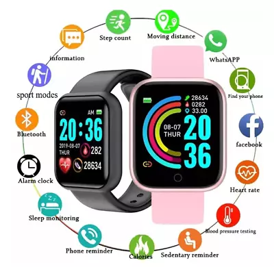 Smart Watch Fitness Tracker Blood Pressure Heart Rate Men Women Sports Watch UK • £7.89