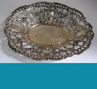 Vintage Judaic 800 Silver Bowl By HAZORFIM JERUSALEM SCENE • $146