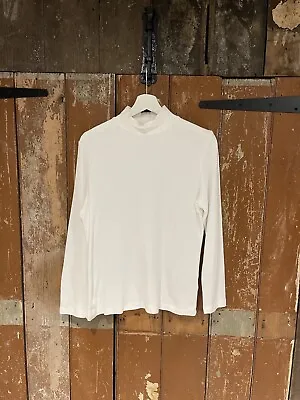 Karen Scott Roll Neck Jumper Cotton Long Sleeved White Women’s Size PL • £14.99
