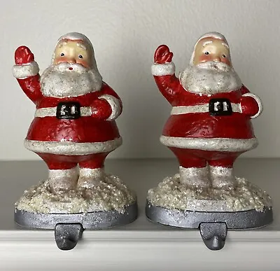 Midwest Cannon Falls VTG Style Santa Glitter Snow Cast Iron Stocking Holder Set • $69.95