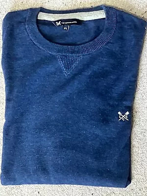Crew Clothing Men's Navy Round Neck Cotton/Linen Pullover Size XL Hardly Worn • £9.99