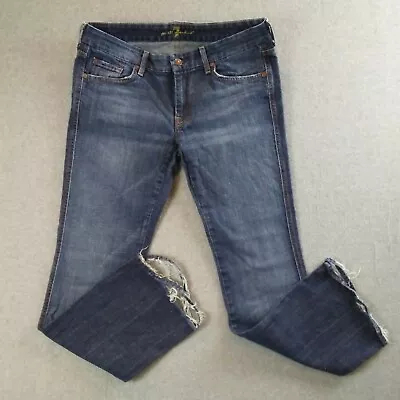 7 For All Mankind Women's Denim Blue Jeans  A  Pocket Pink Stitch Boot Cut Sz 31 • $16.54