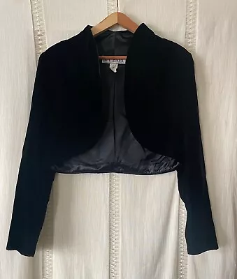 VTG AJ Bari Women's Sz 12 Black Velvet Crop Bolero Shrug Top • $19.99