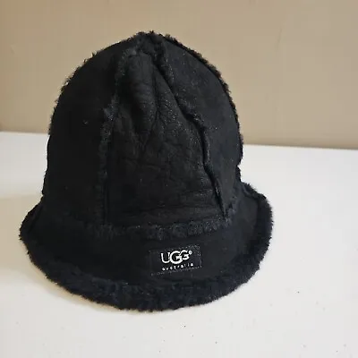 Ugg´s Australia Suede Fleece Sheepskin Black Bucket Hat One Size • $45.50