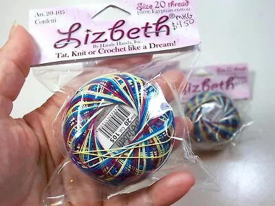 Variegated Lizbeth Cotton Tatting Thread Confetti 105 3 Roll Size 20 865 • $5.92