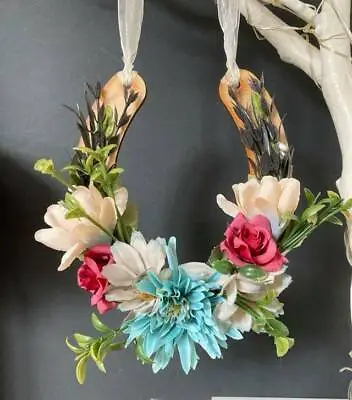 £15 • Buy Handmade Lucky Wedding Horseshoe - Wooden With Artificial Flowers 'September'