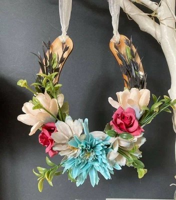 £15 • Buy Handmade Lucky Wedding Horseshoe - Wooden With Artificial Flowers 'September'
