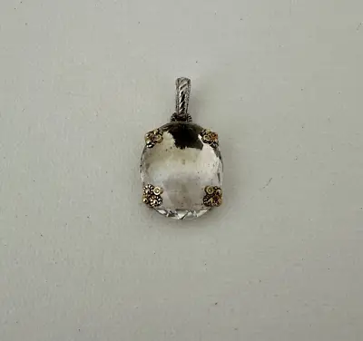 JUDITH RIPKA White Quartz Pendant 925 Silver 18K Gold PRE-OWNED • $120