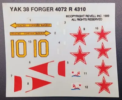 Revell | No. 4072 | 1:72 Yak-38 Forger Decals • $8