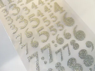Sparkly Glitter Silver Sticky Adhesive Numbers Labels Stickers For Craft WD-55 • $10.91