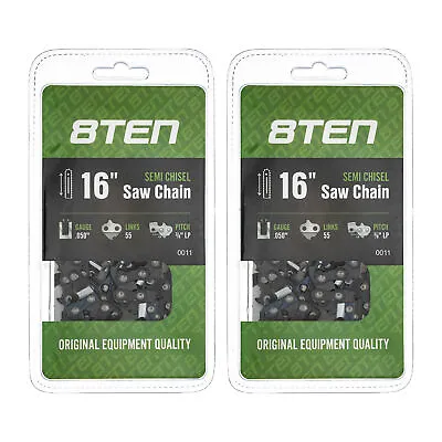 8TEN Chainsaw Chain For Stihl 023 63PM 55 16 Inch .050 3/8 Low Profile 2 Pack • $25.95