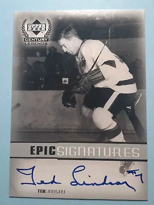 Ted Lindsay Certified Autograph UD Century Legends Epic Signatures 1999 NM-M • $213.46