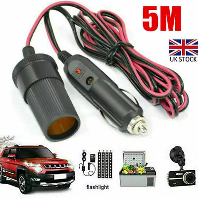 5M Car Cigarette Lighter 12V/24V 10A Extension Cable Adapter Socket Charger Lead • £4.99