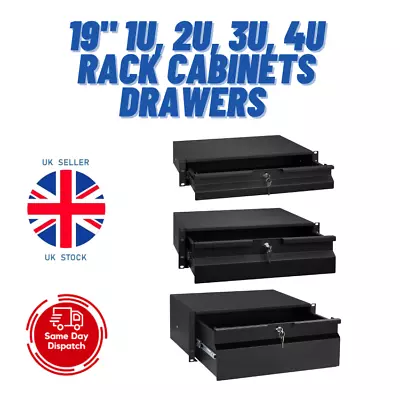 19  1U 2U 3U 4U Network Data Server Cabinet Comms Wall Rack Drawer • £45.50