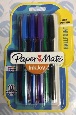 NEW Papermate 'Inkjoy 100' Pack Of 8 Assorted Colours Ballpoint Pens • £3.99