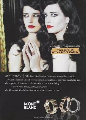 MONT BLANC Jewelry 1-Page Magazine PRINT AD 2008 EVA GREEN 4810 Collection SEXY • $10