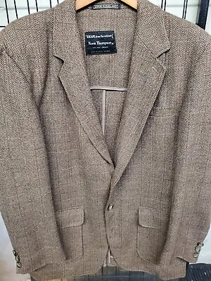 Vintage Mens Brown Lambswool TWEED Jacket NORM THOMPSON Sport Suit Coat 42R MINT • $79.97
